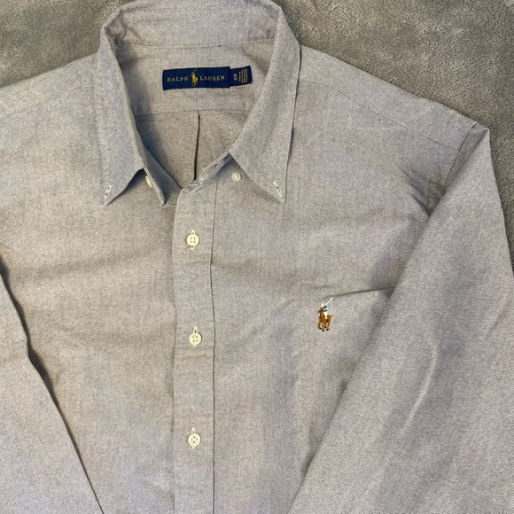 Ralph Lauren Men’s 100% Cotton Long Sleeve Button Down Grey Color Flesh Pony XL - Picture 2 of 10